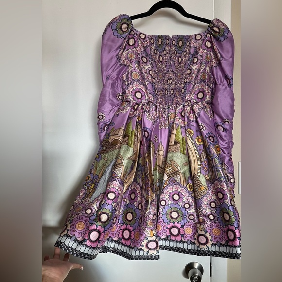 NWT Zimmermann Cosmic Twist Front Mini Dress Silk Purple Flare 0P (US2P) - Picture 9 of 16